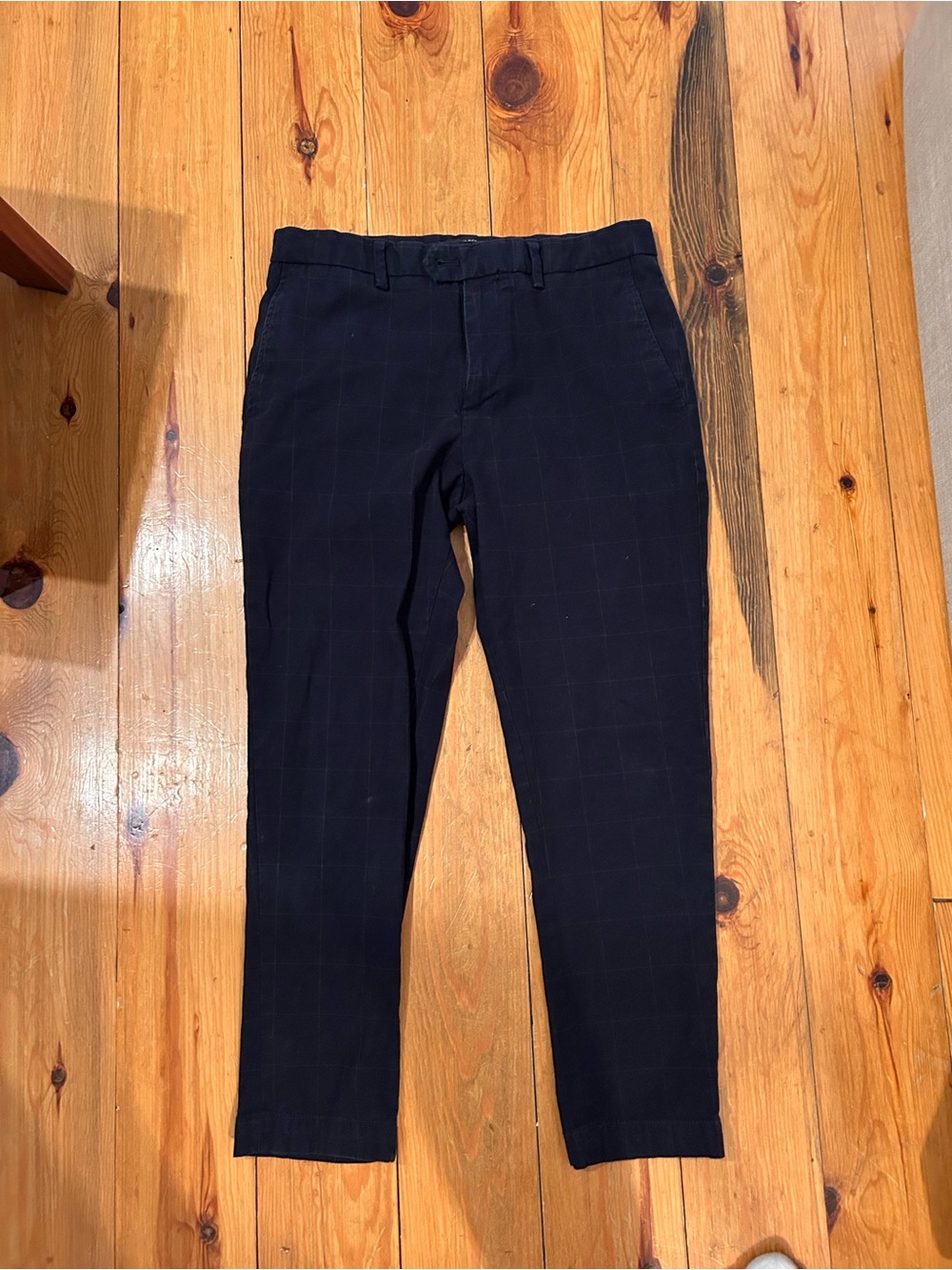 Banana Republic Navy Windowpane Slim Chinos